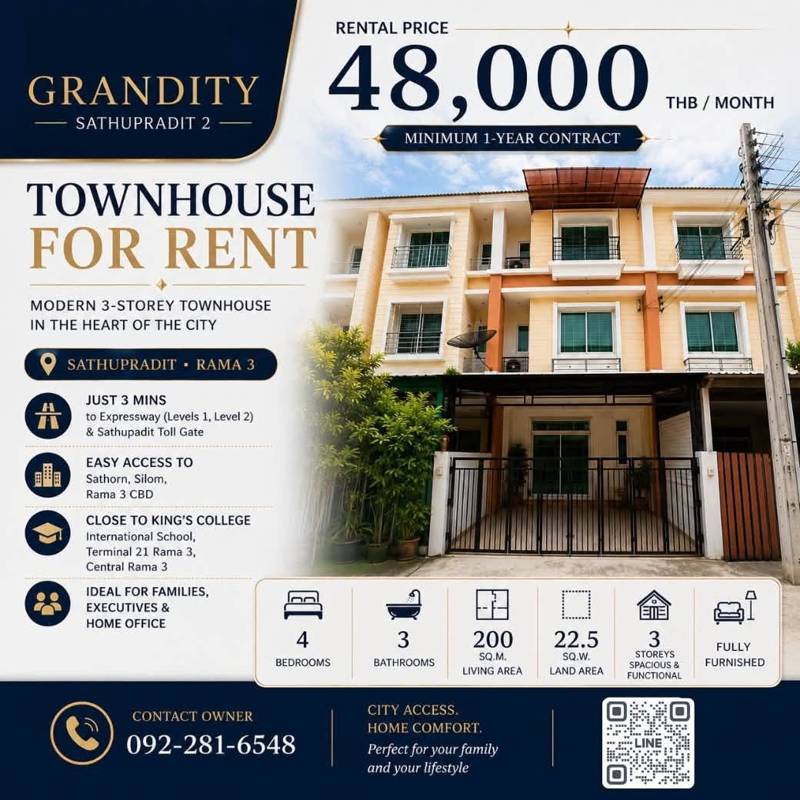Grandity Sathupradit 2 · 4 bedroom · 200 SqM · Photo 2 Grandity Sathupradit 2 4-bedroom Office – photo 2